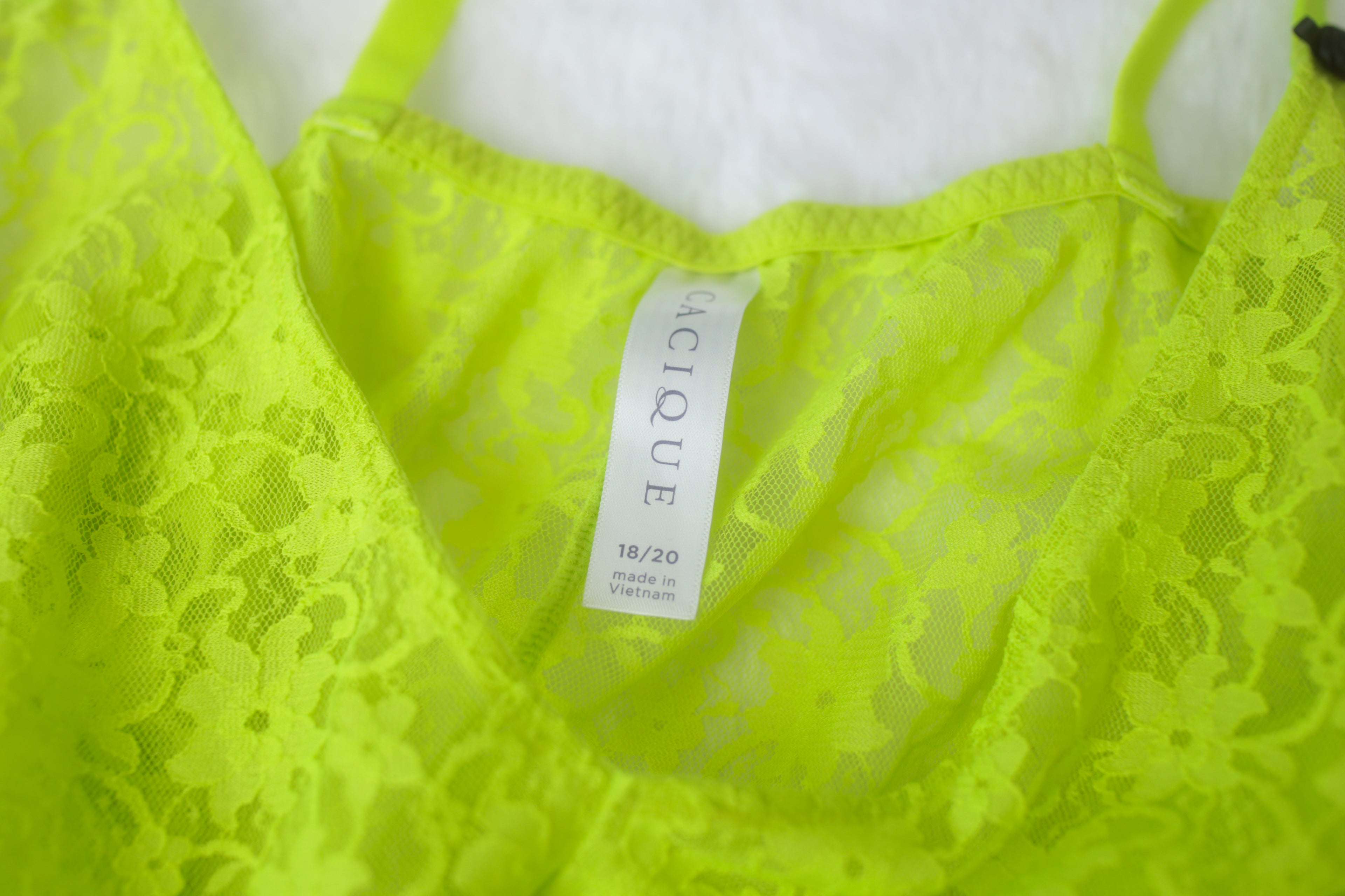 Cacique Sheer Babydoll Chemise Lingerie 18 / 20 Chartreuse Yellow Mesh Lace