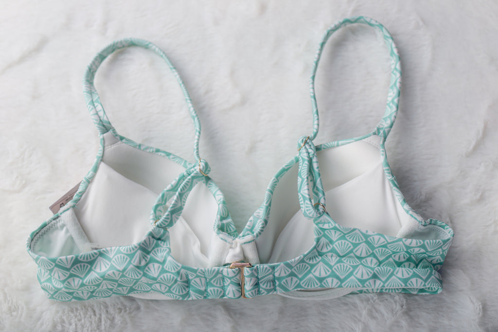 Victoria's Secret Swim 34A Swimsuit Bikini Top Removable Push-up Mint Shells NEW