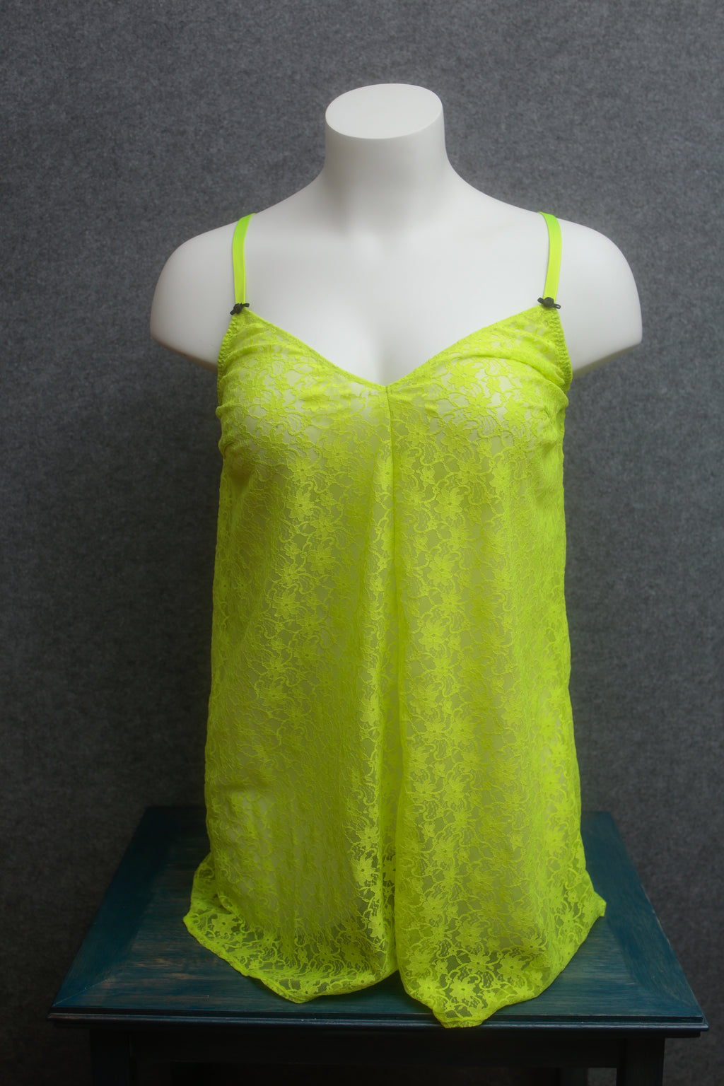 Cacique Sheer Babydoll Chemise Lingerie 18 / 20 Chartreuse Yellow Mesh Lace
