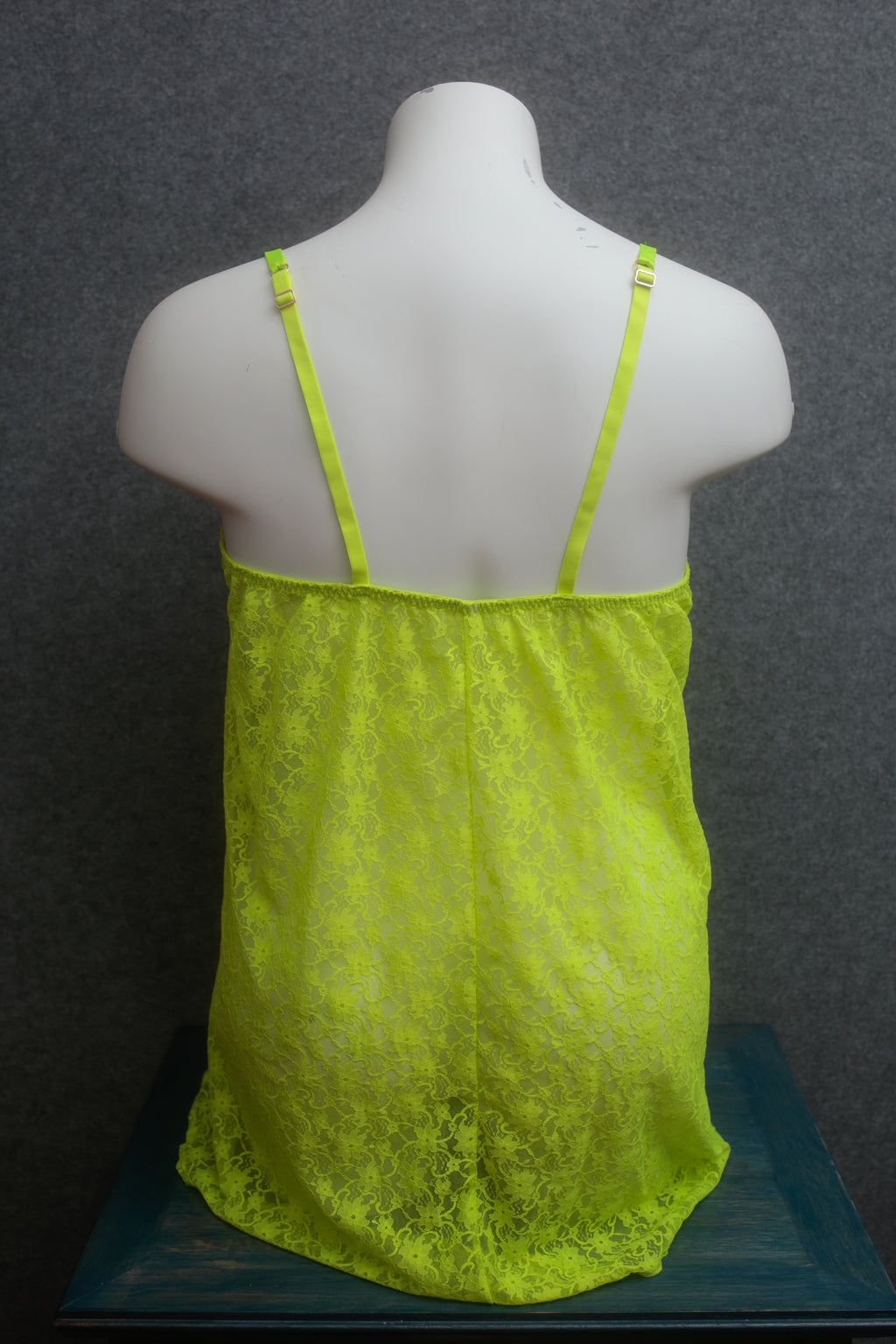 Cacique Sheer Babydoll Chemise Lingerie 18 / 20 Chartreuse Yellow Mesh Lace