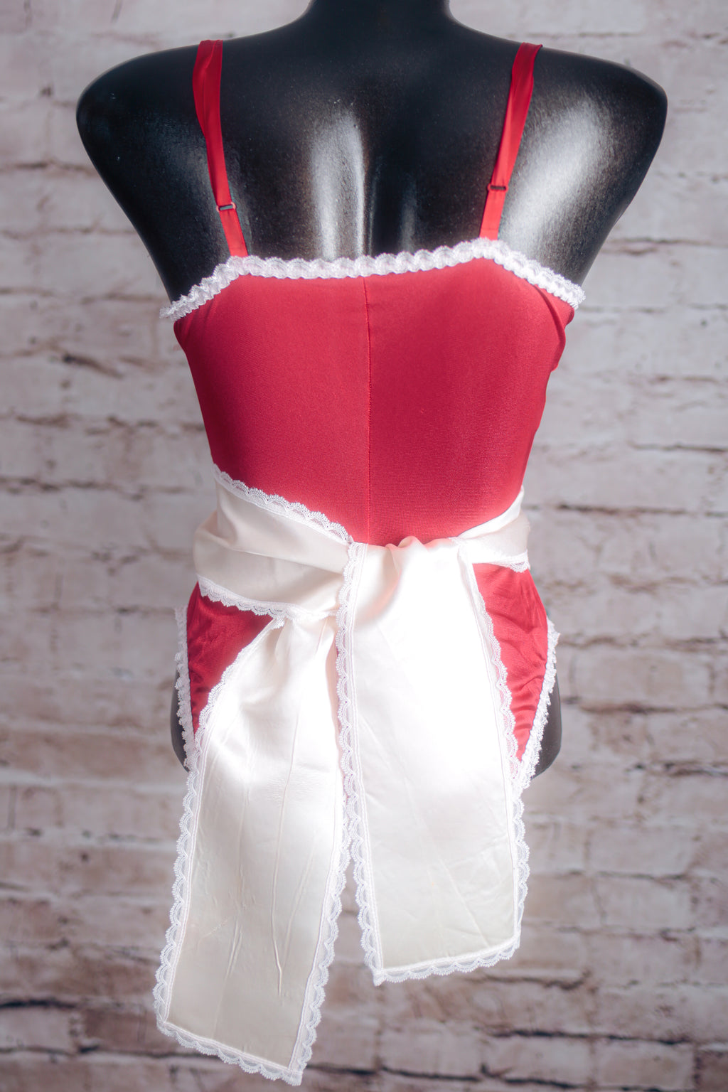 Faris Vintage French Maid Babydoll Teddy Lingerie Medium Red