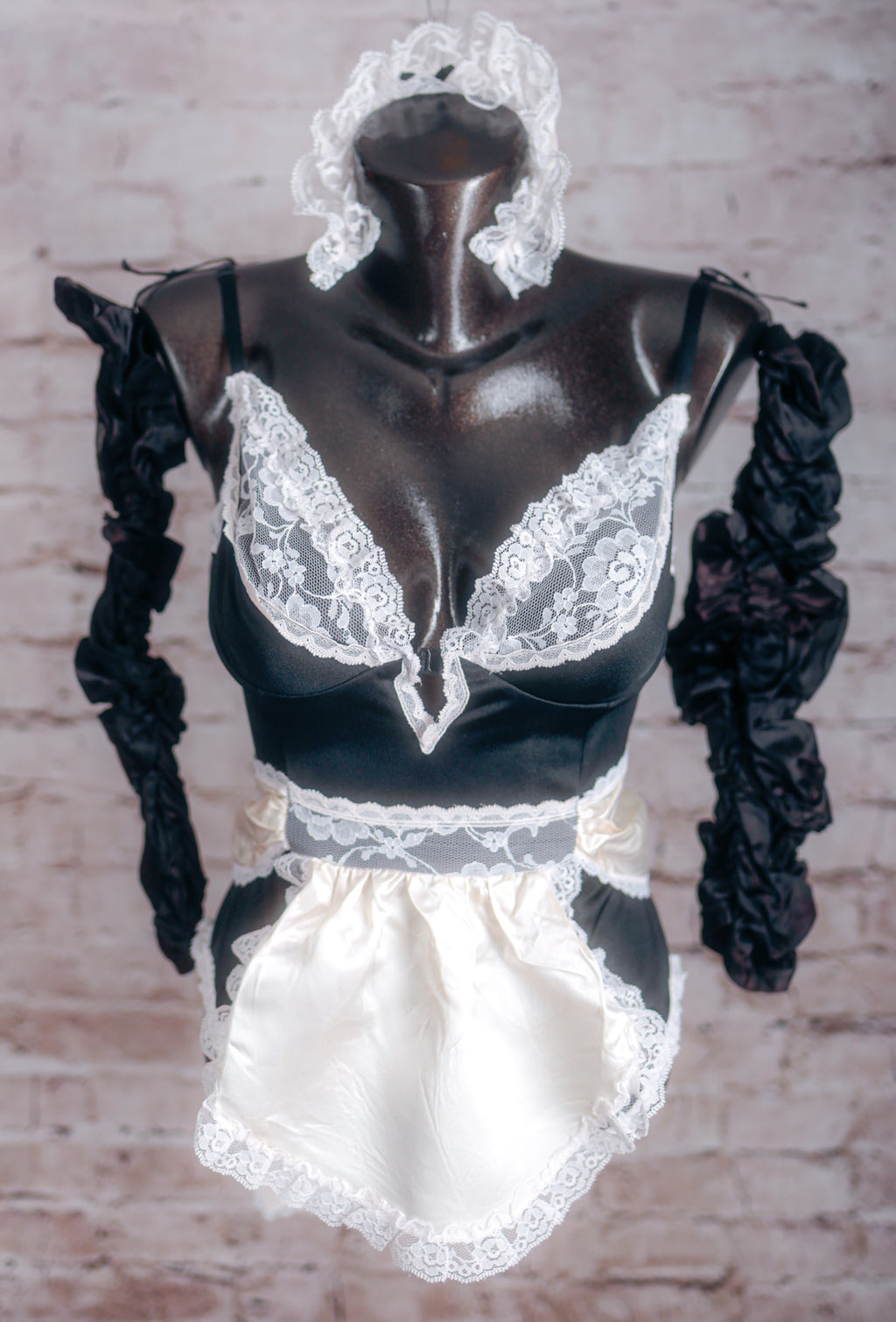 Faris Vintage French Maid Babydoll Teddy Lingerie Medium Complete Set
