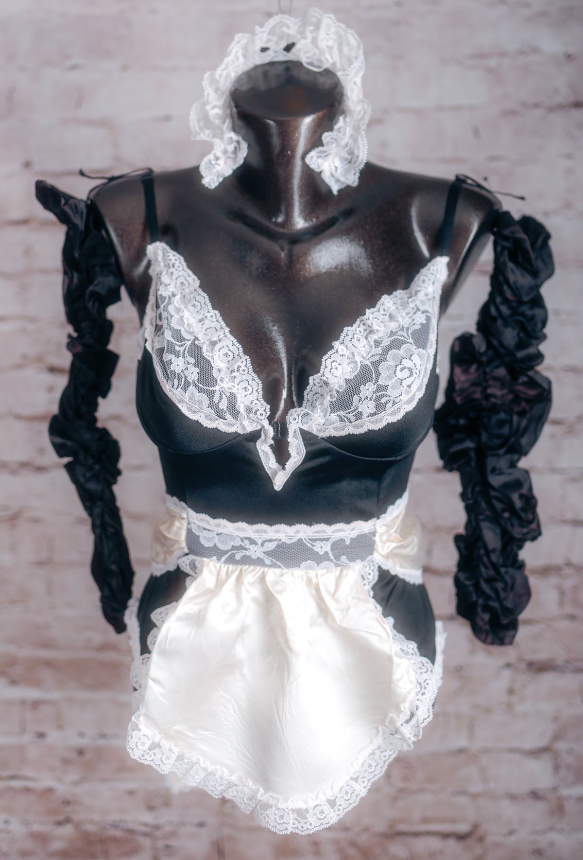 Faris Vintage French Maid Babydoll Teddy Lingerie Medium Complete Set