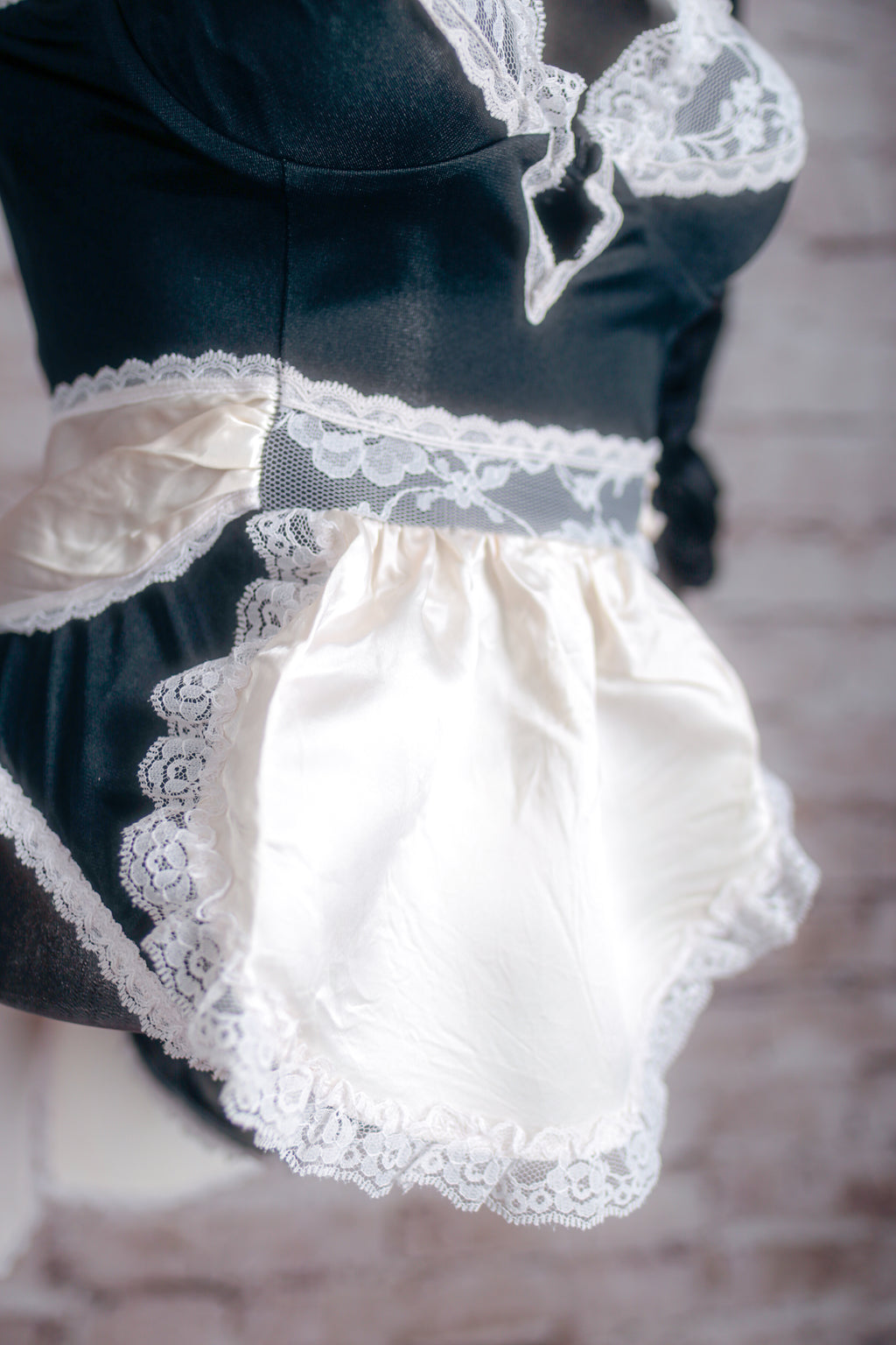 Faris Vintage French Maid Babydoll Teddy Lingerie Medium Complete Set