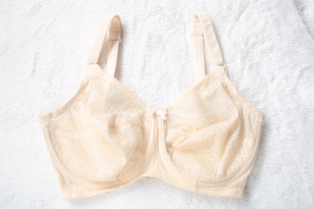 Bali Vintage 2620 Sno Flake Retro Unlined Sheer Lace Bullet Bra 32DD Beige