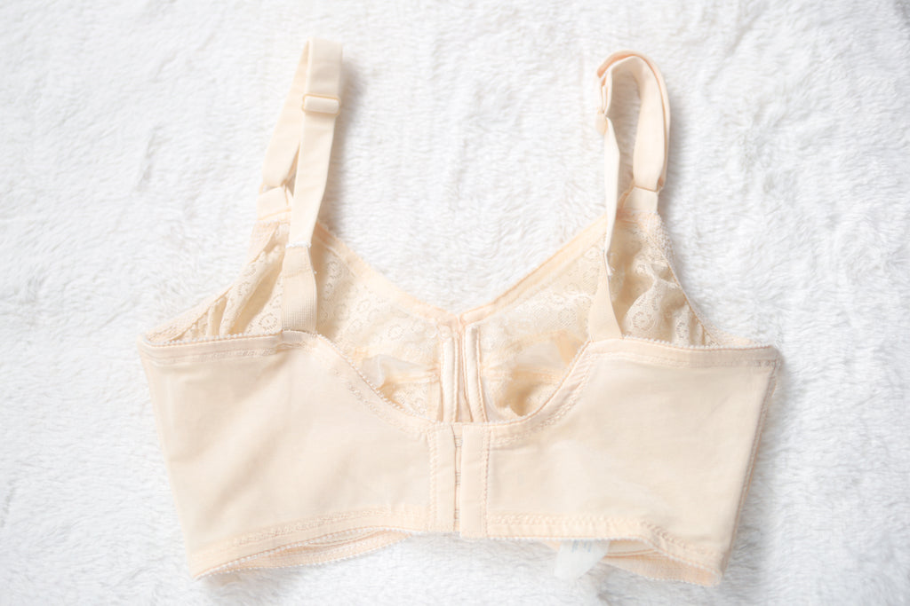 Bali Vintage 2620 Sno Flake Retro Unlined Sheer Lace Bullet Bra 32DD Beige