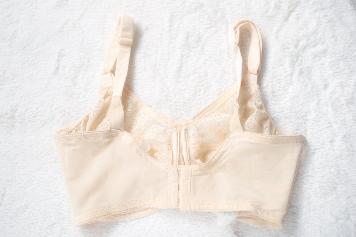 Bali Vintage 2620 Sno Flake Retro Unlined Sheer Lace Bullet Bra 32DD Beige