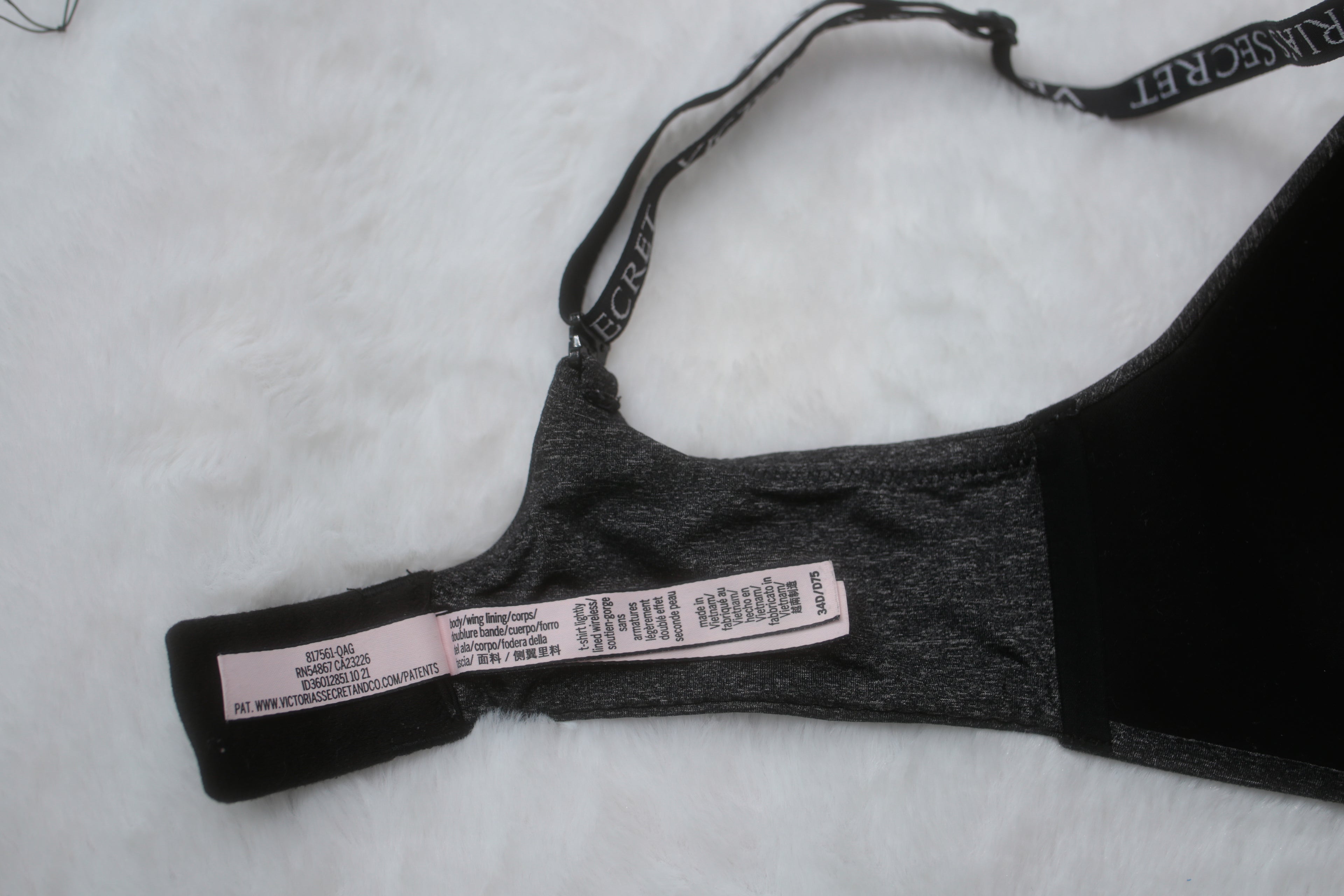 Victoria's Secret 34D T-shirt Lightly Lined Wireless Bra Charcoal Gray