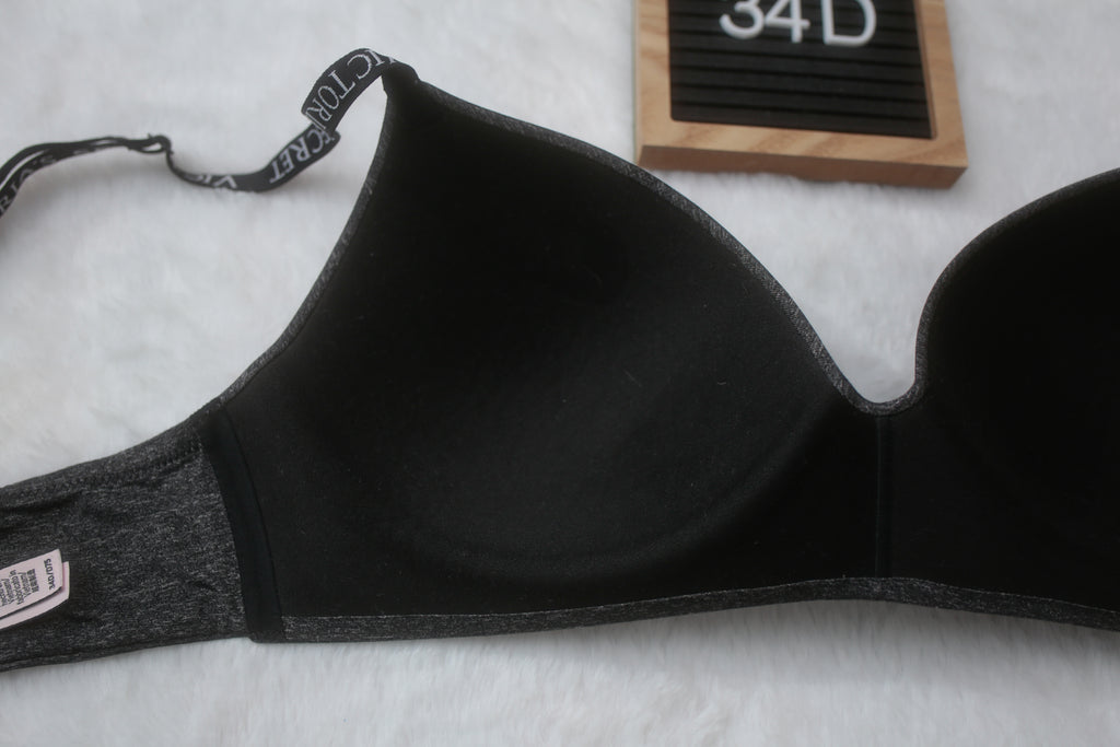 Victoria's Secret 34D T-shirt Lightly Lined Wireless Bra Charcoal Gray