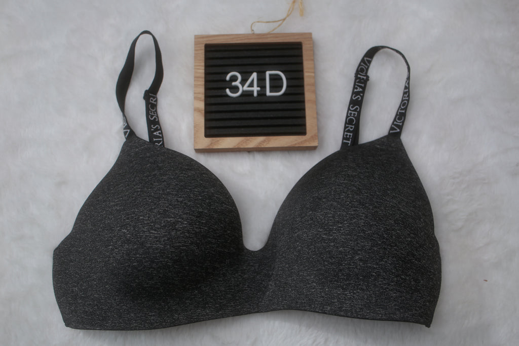 Victoria's Secret 34D T-shirt Lightly Lined Wireless Bra Charcoal Gray