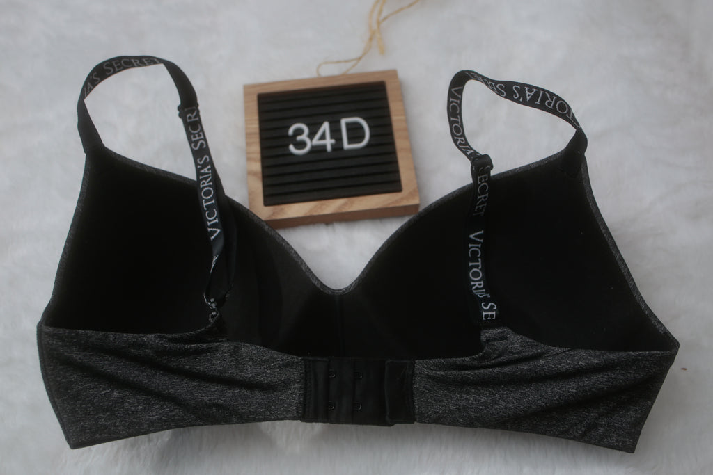 Victoria's Secret 34D T-shirt Lightly Lined Wireless Bra Charcoal Gray