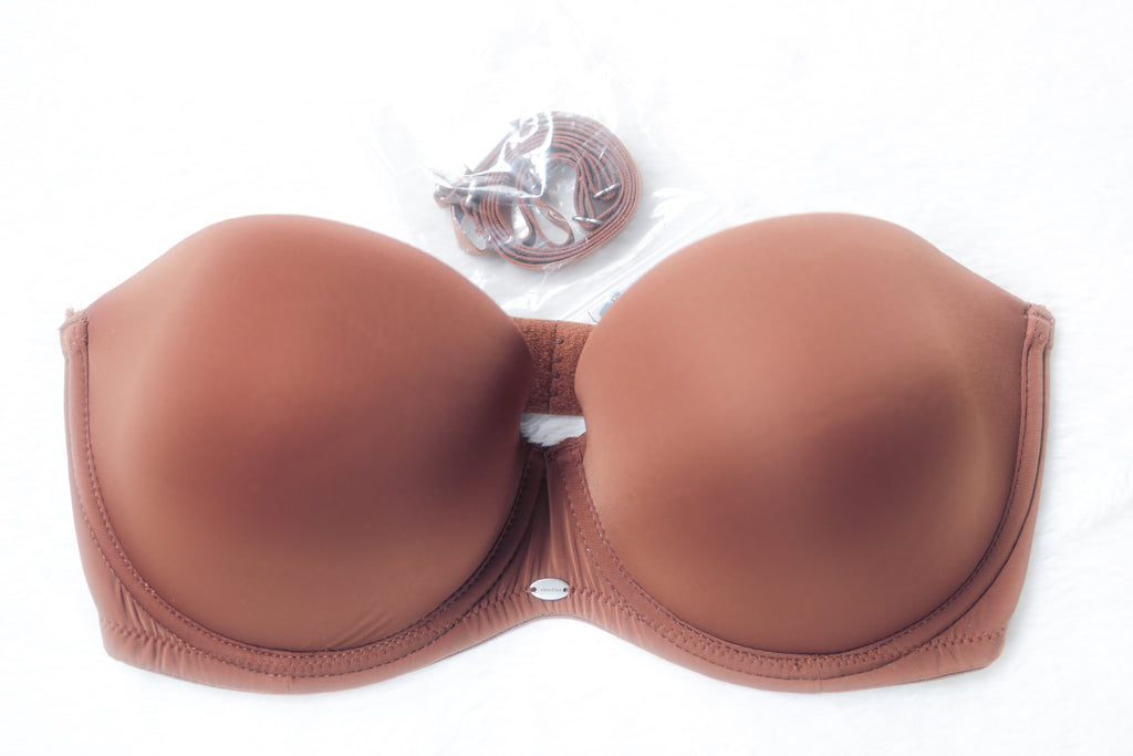 Calvin Klein Strapless Push-up T-shirt Bra Brown 32D Sony Costume NEW
