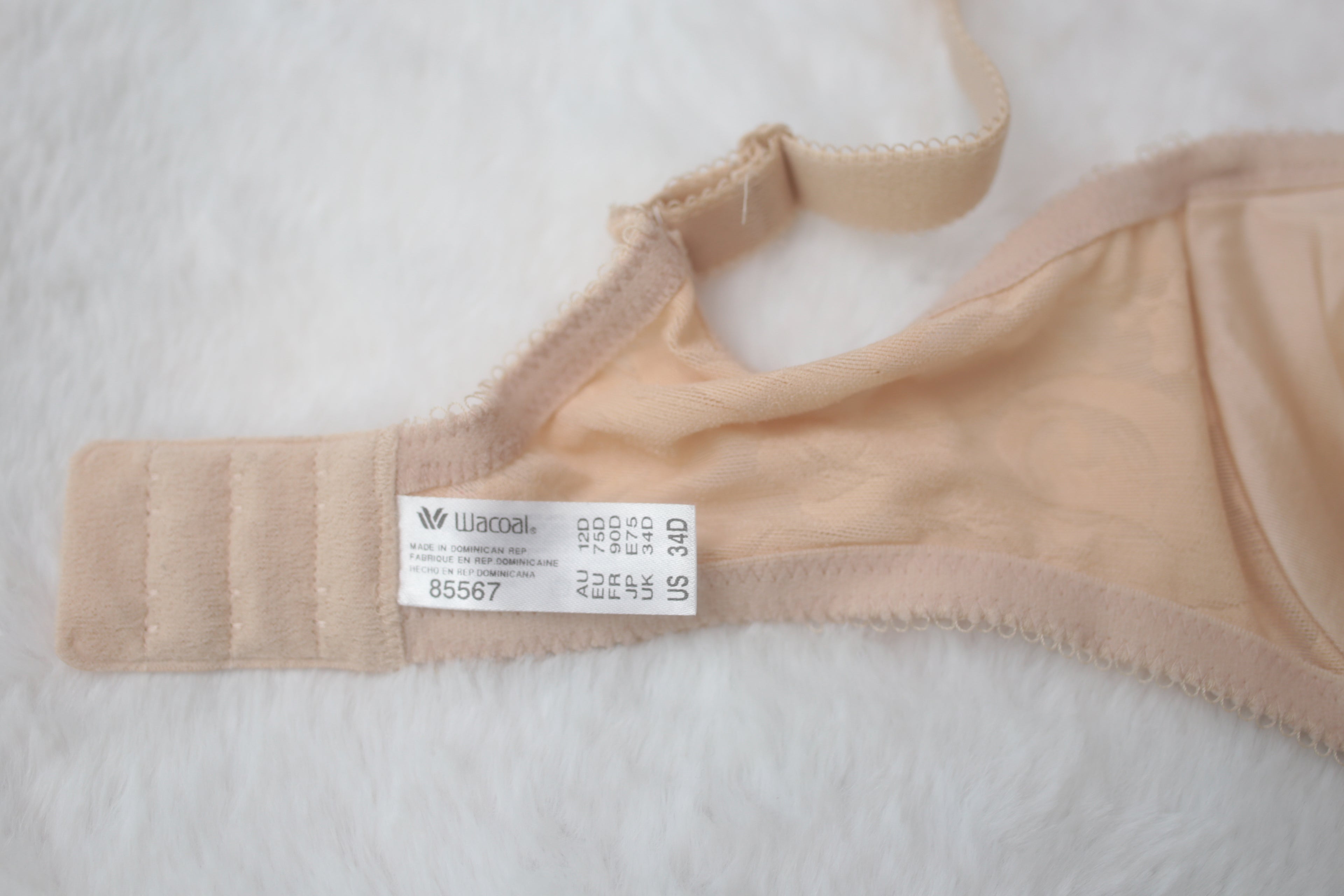 Wacoal 34D Awareness 85567 Underwire Full Coverage Lined Bra Nude Beige Floral