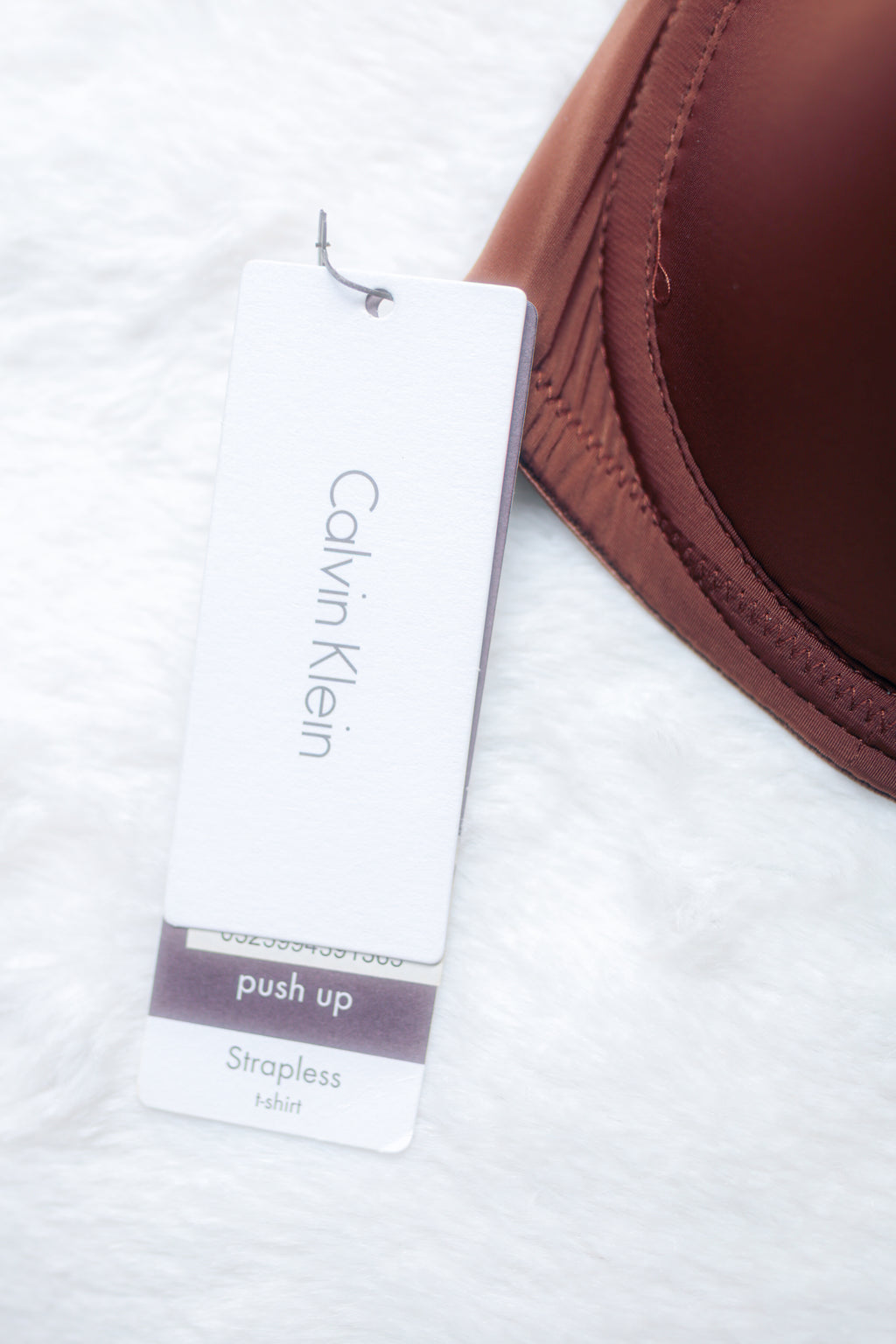 Calvin Klein Strapless Push-up T-shirt Bra Brown 32C Sony Costume NEW