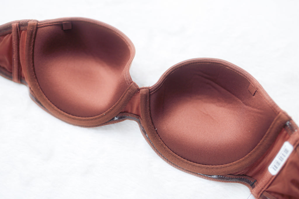 Calvin Klein Strapless Push-up T-shirt Bra Brown 32C Sony Costume NEW