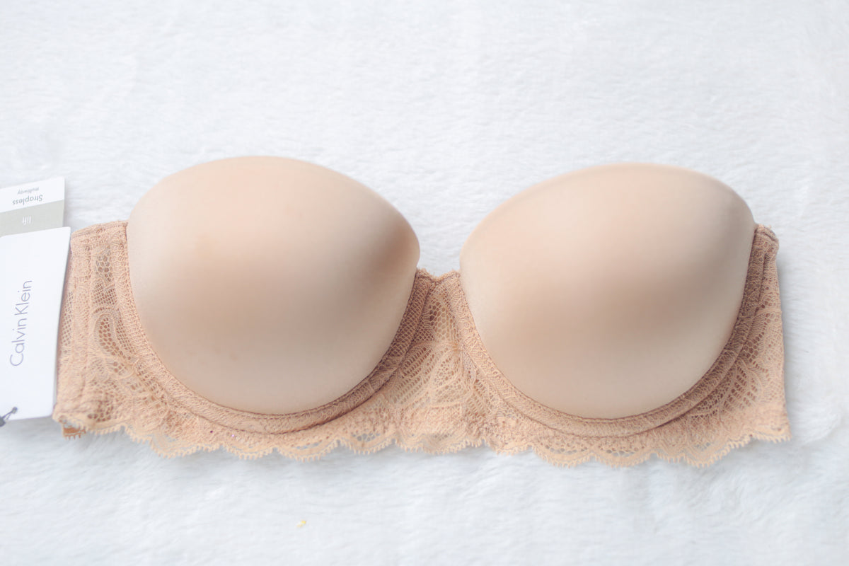 Calvin Klein Strapless Push-up T-shirt Bra Beige 32B Sony Costume NEW