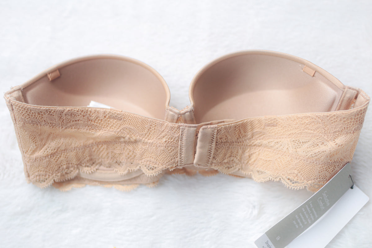 Calvin Klein Strapless Push-up T-shirt Bra Beige 32B Sony Costume NEW