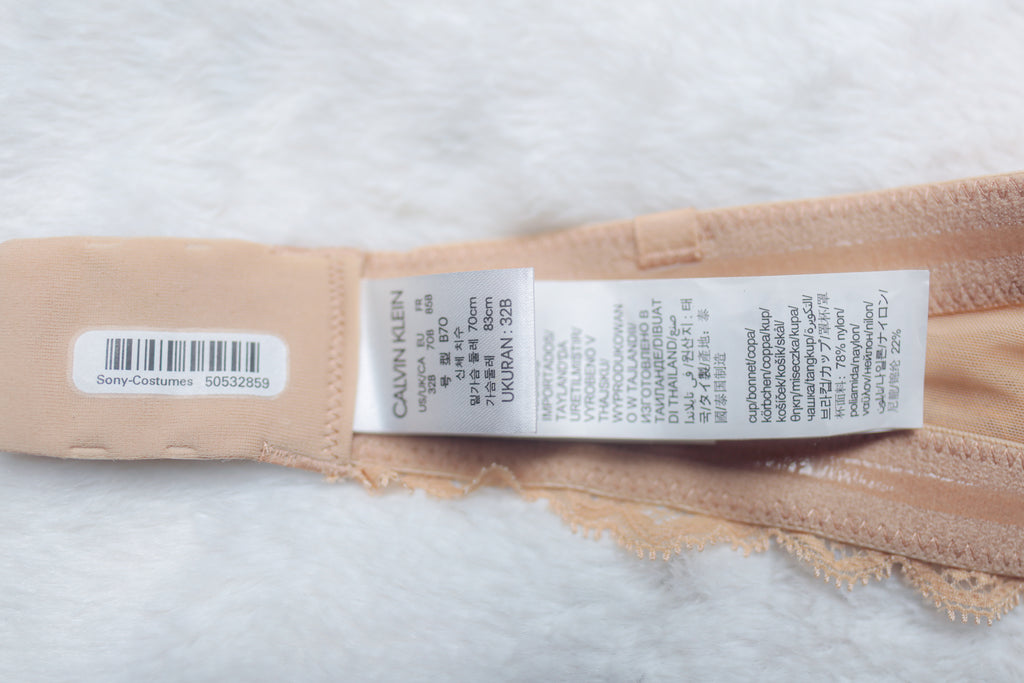 Calvin Klein Strapless Push-up T-shirt Bra Beige 32B Sony Costume NEW