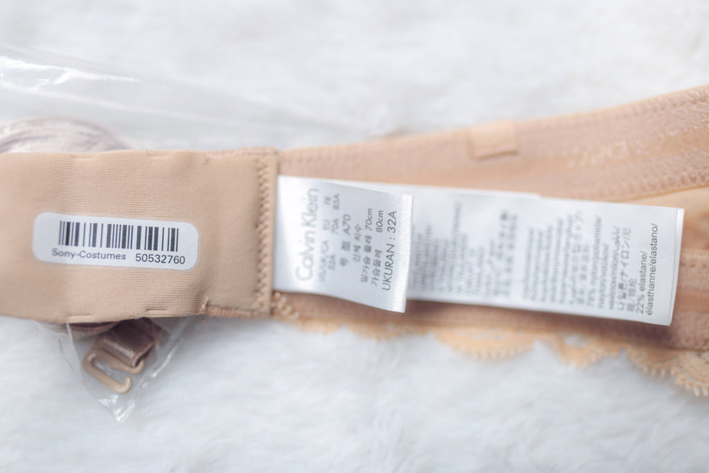 Calvin Klein Strapless Push-up T-shirt Bra Beige 32A Sony Costume NEW