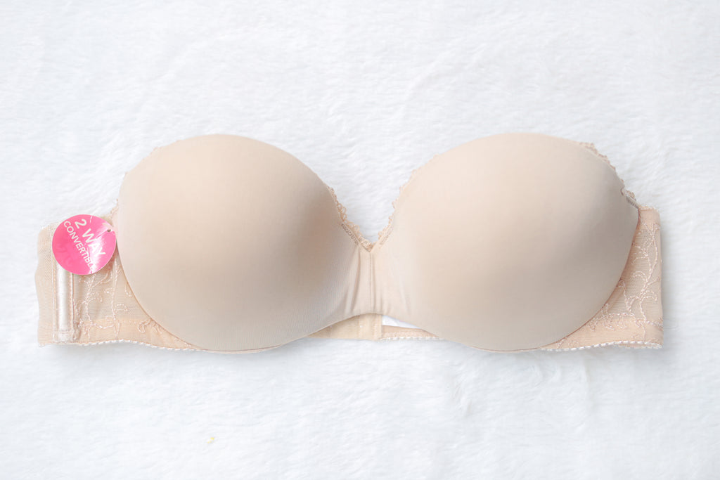 Lily of France Strapless Push-up T-shirt Bra Beige 32A Sony Costume NEW