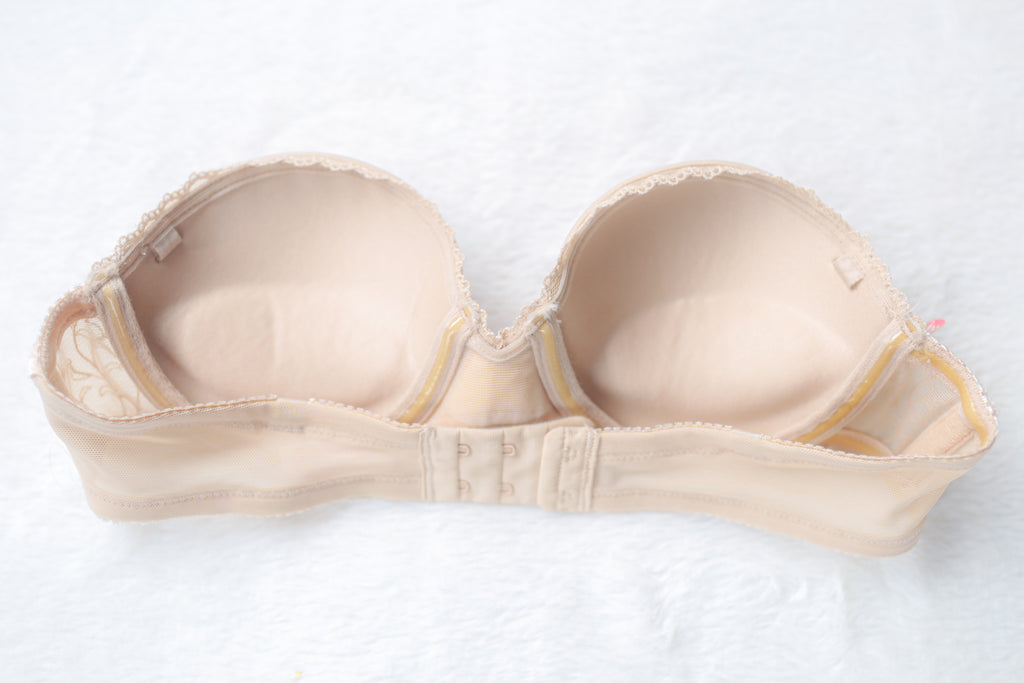 Lily of France Strapless Push-up T-shirt Bra Beige 32A Sony Costume NEW