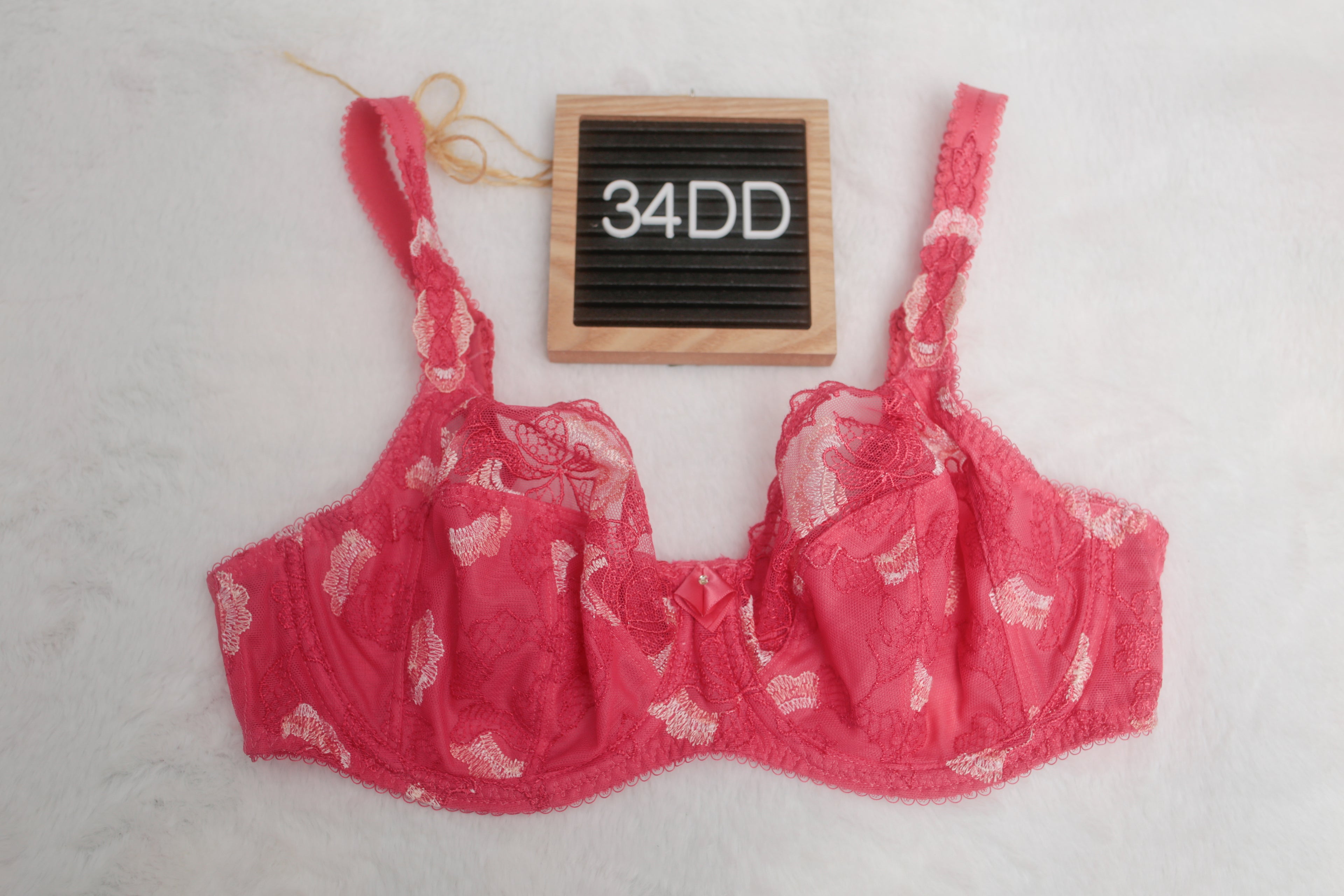 Fantasie 34DD Francesca Side Support FL9191 Underwire Balconette Bra Pink Lace