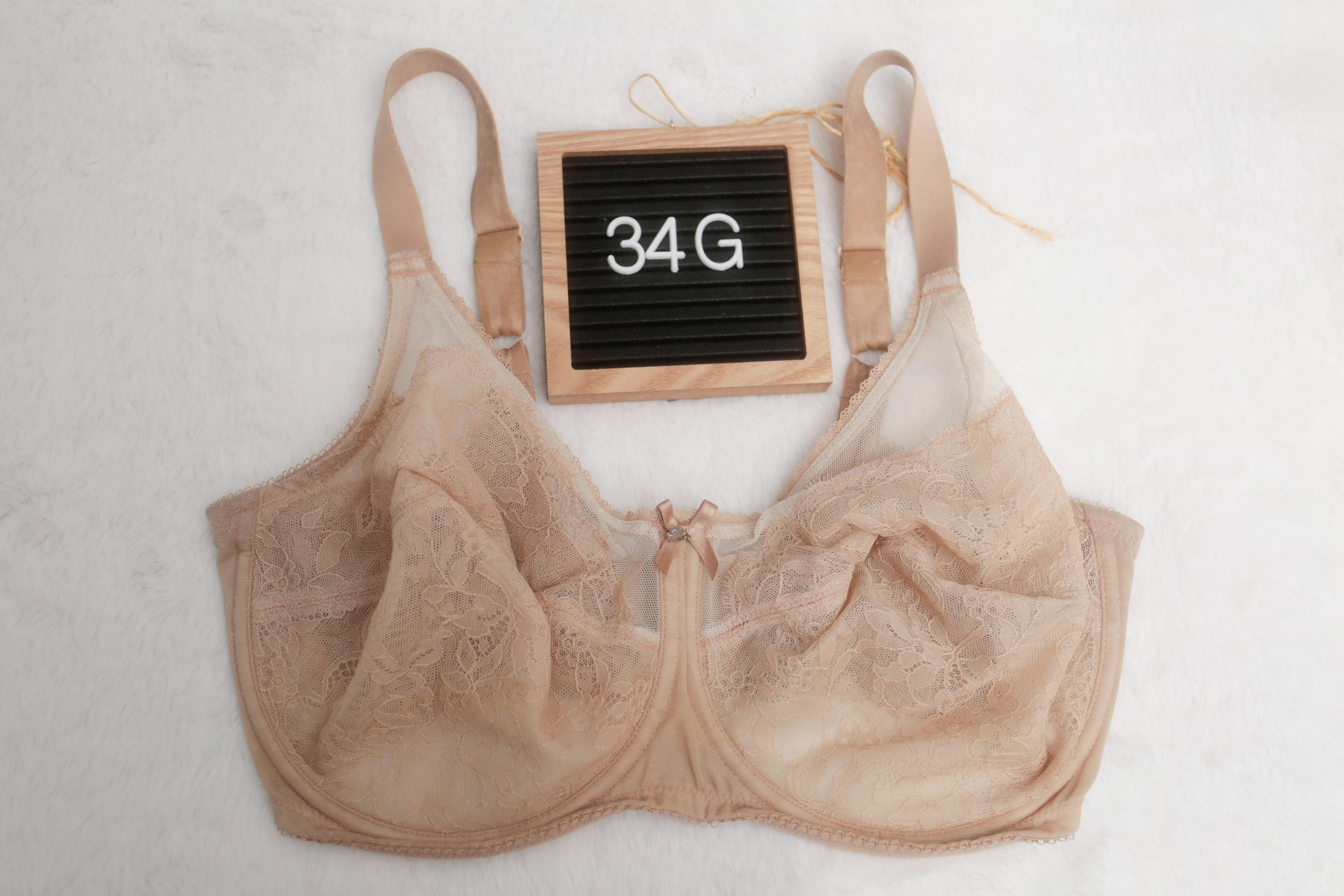 Wacoal 34G Retro Chic Full Figure 855186 Underwire Bra Beige Toast Lace
