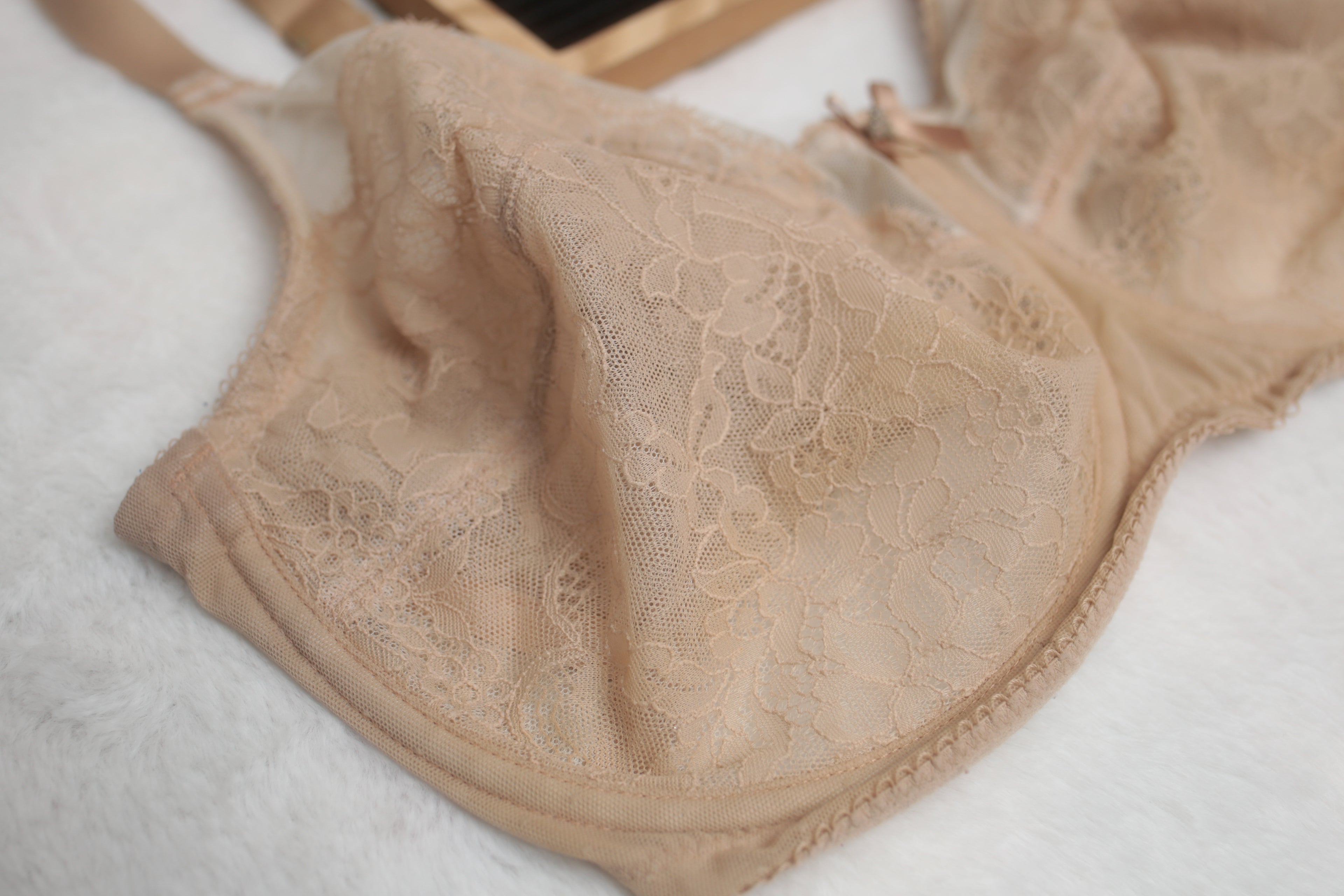 Wacoal 34G Retro Chic Full Figure 855186 Underwire Bra Beige Toast Lace