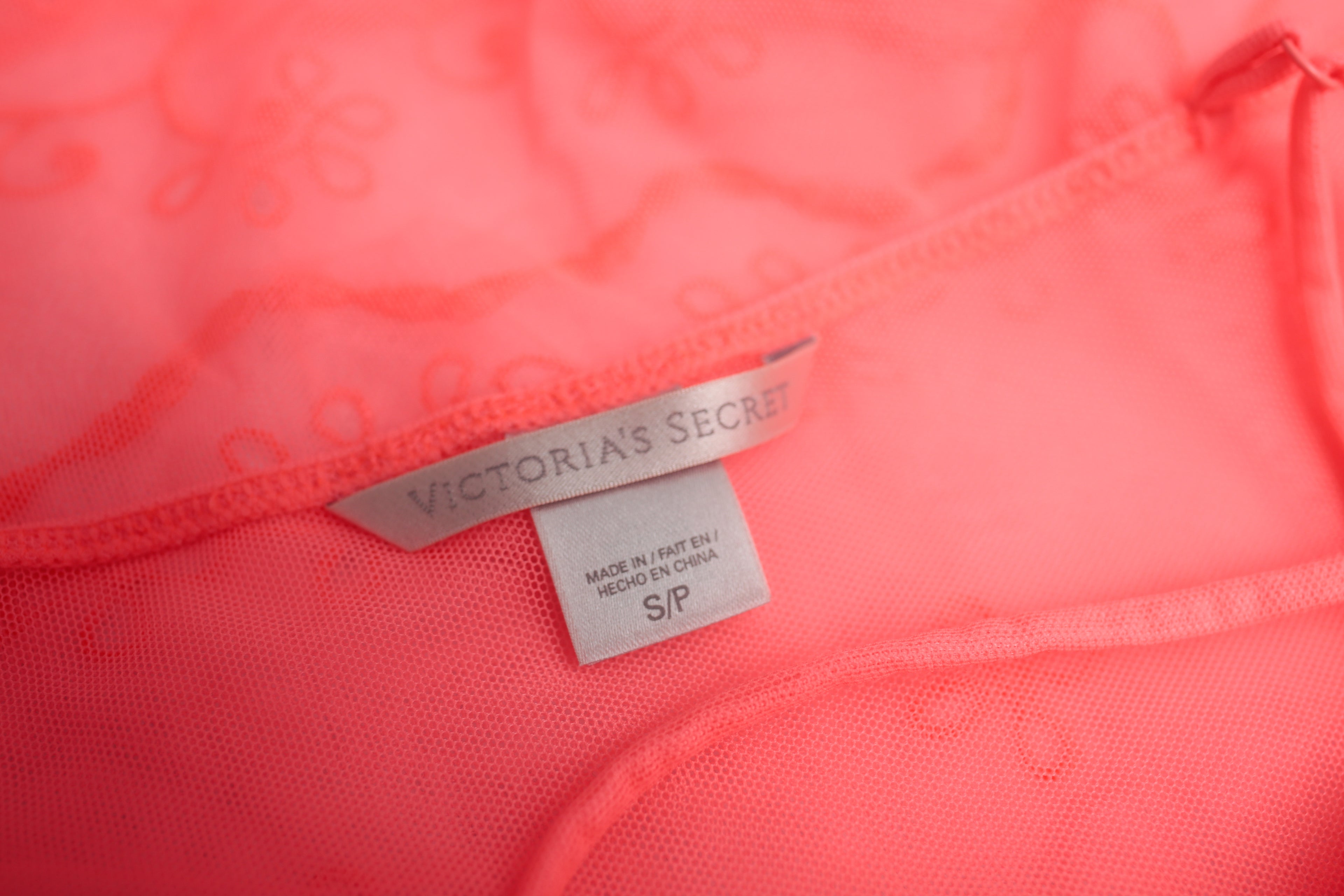 Victoria's Secret Chemise Silver Tag Lingerie Small Pink Sheer Coral Lace