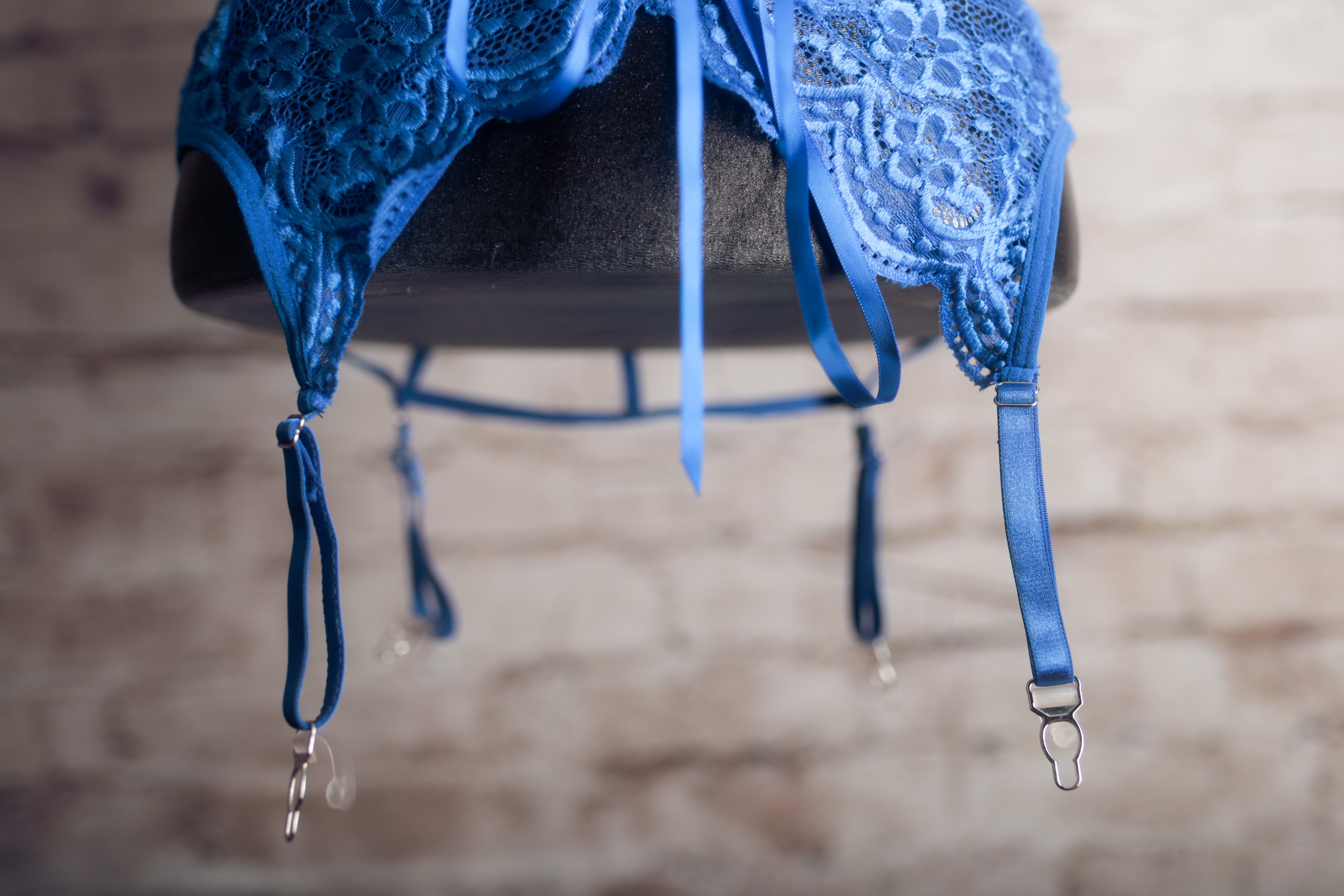 Sheer Lace Babydoll Chemise Lingerie with Suspender Straps Small Blue