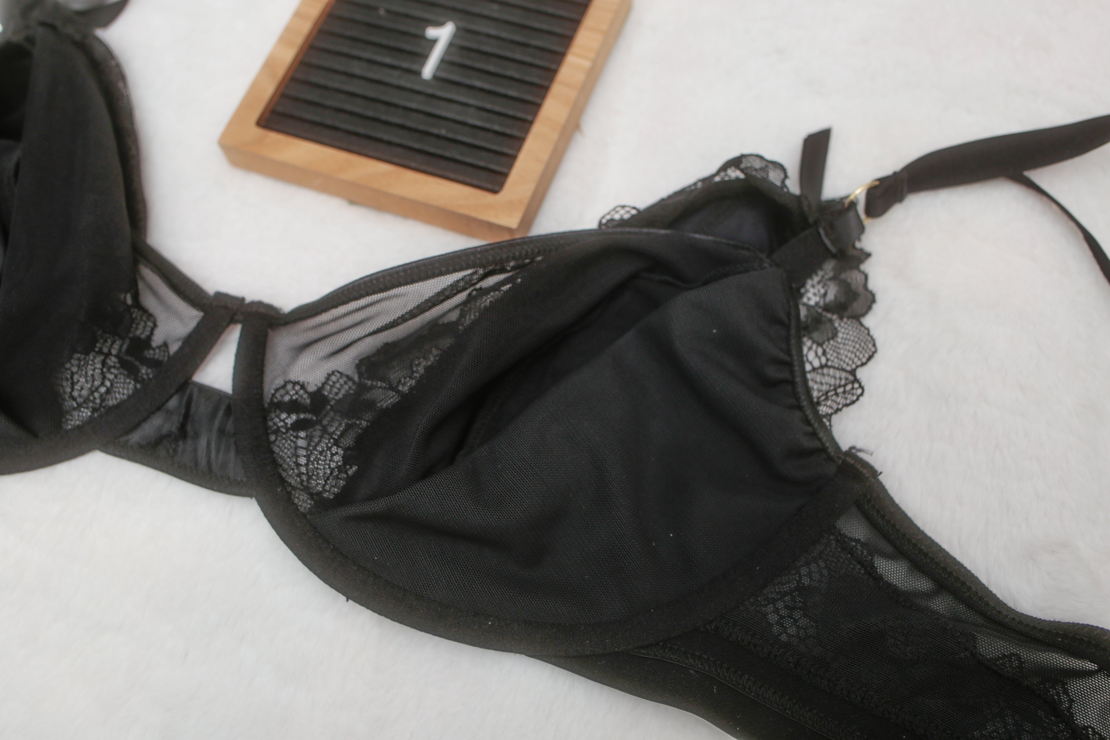 Torrid Curve Demi Underwire Bra 1 14-16 42-44" Bust 1XL Black Mesh