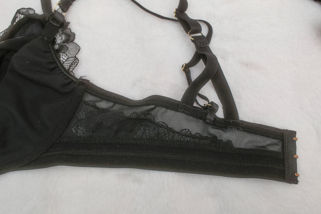 Torrid Curve Demi Underwire Bra 1 14-16 42-44" Bust 1XL Black Mesh