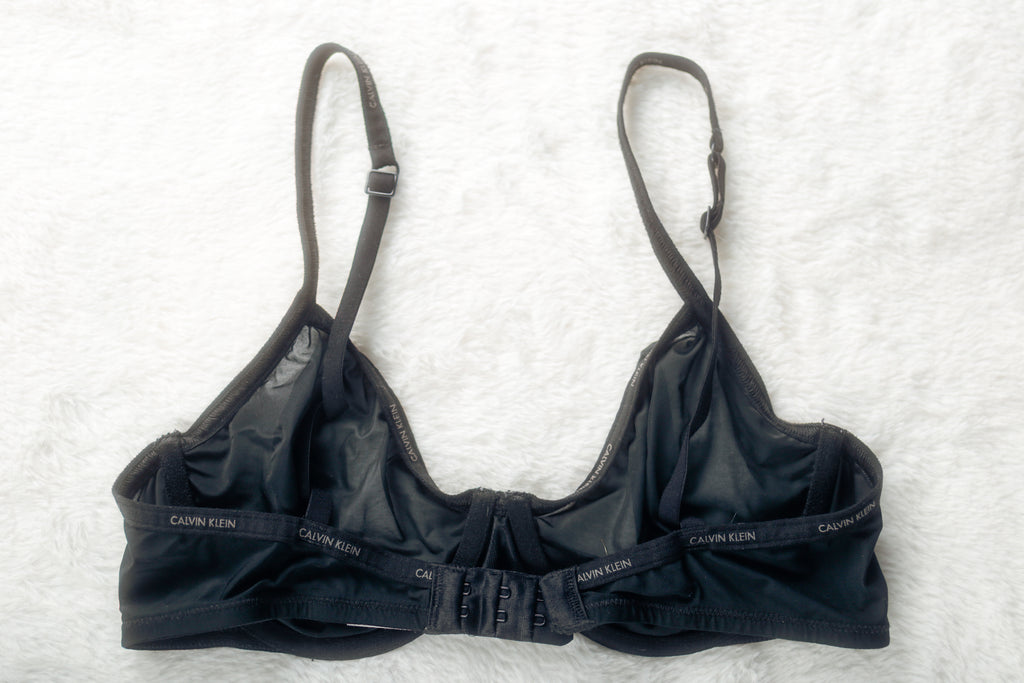Calvin Klein 36B Unlined Sheer Marquisette Mesh Underwire Demi Bra Black