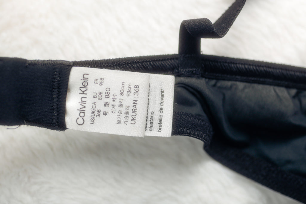 Calvin Klein 36B Unlined Sheer Marquisette Mesh Underwire Demi Bra Black