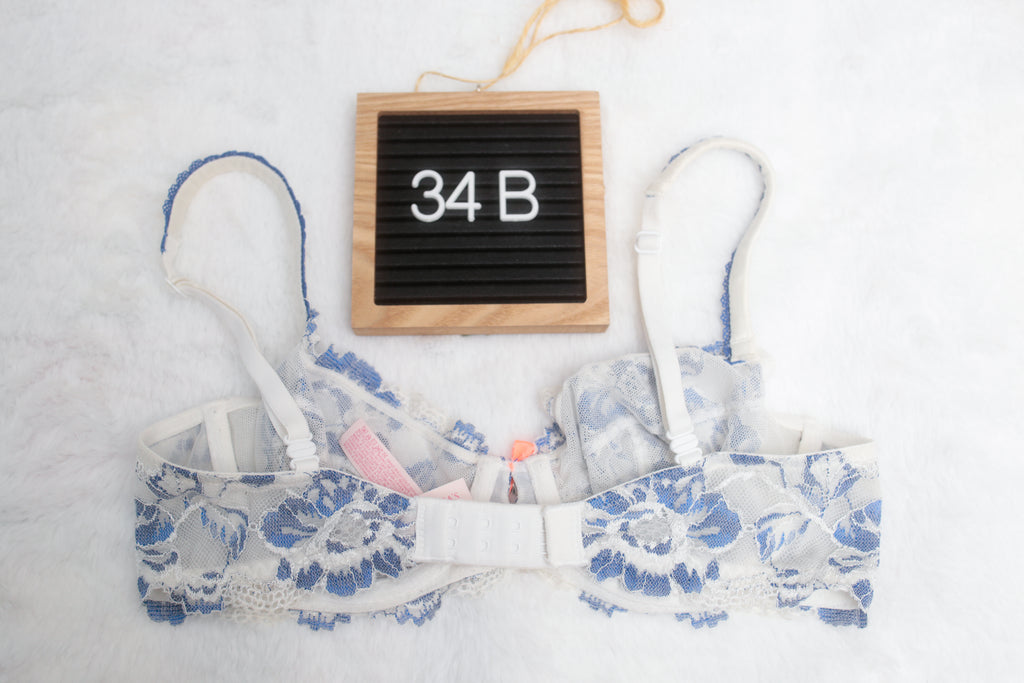 Victoria's Secret 34B Body by Victoria Unlined Demi Underwire Bra Blue White