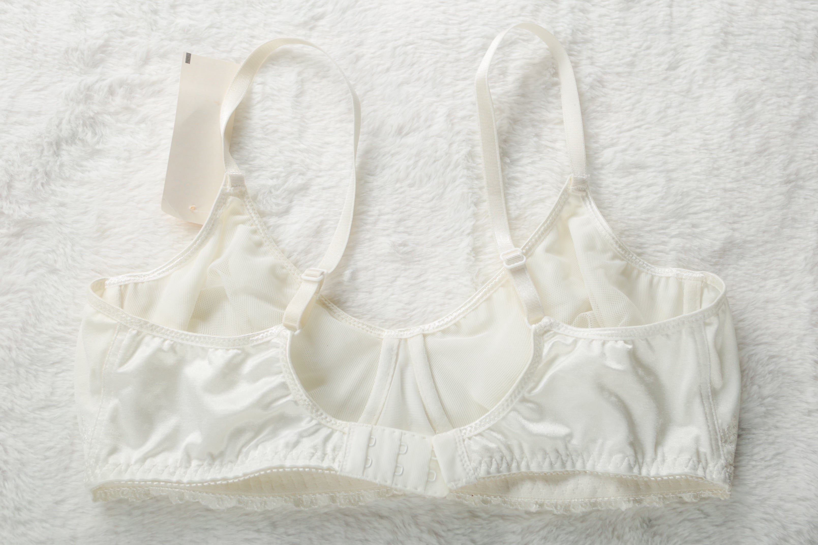 Vintage 38C Unlined Semi-sheer Satin Balconette Bra Ivory NEW