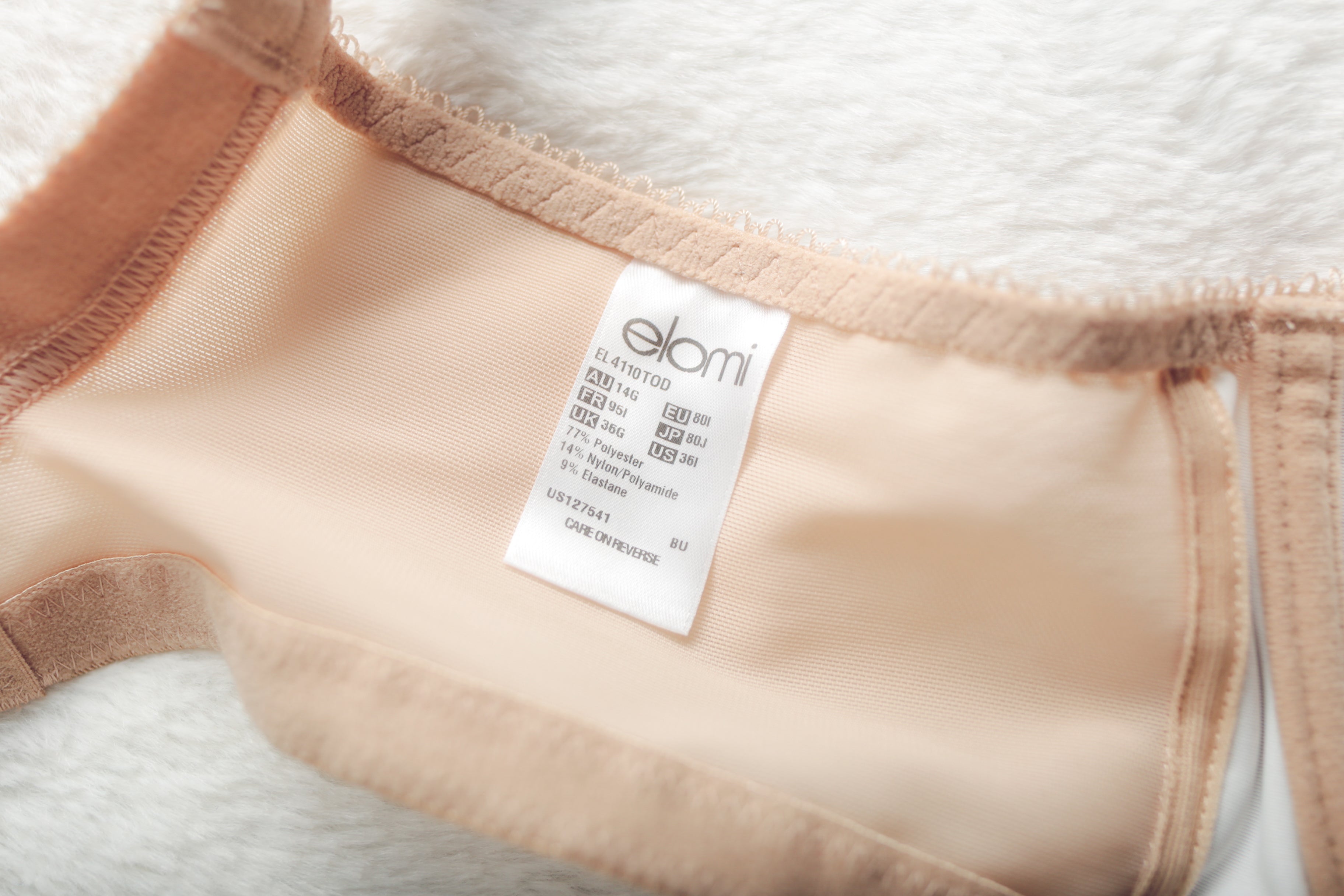 Elomi US 36I UK 36G EL4110 Morgan Underwire Stretch Banded Bra Beige