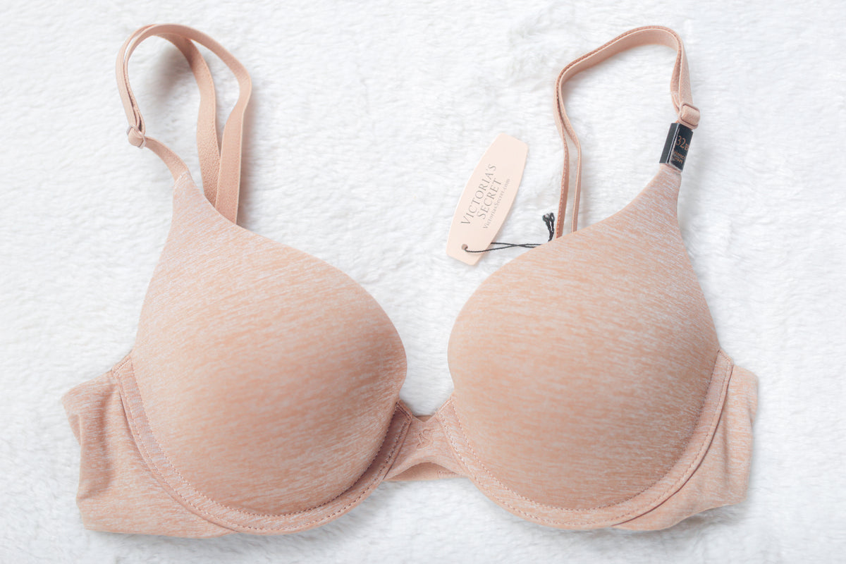 Victoria's Secret Padded Perfect Coverage T-shirt Bra 32B Beige NEW