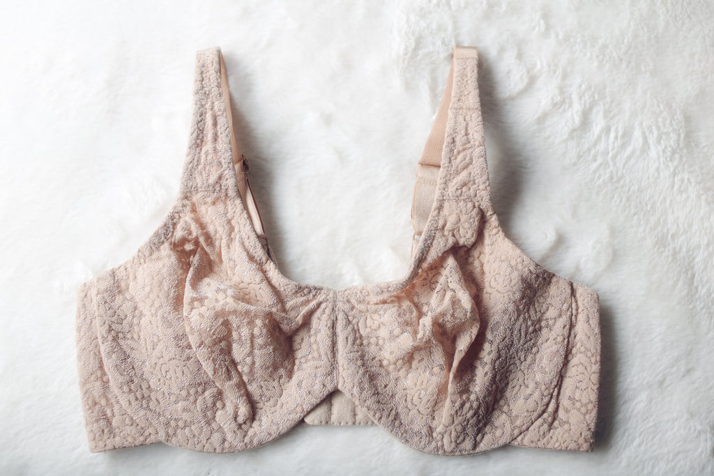 Wacoal 34D Halo Lace 65547 Full Coverage Underwire Bra Beige