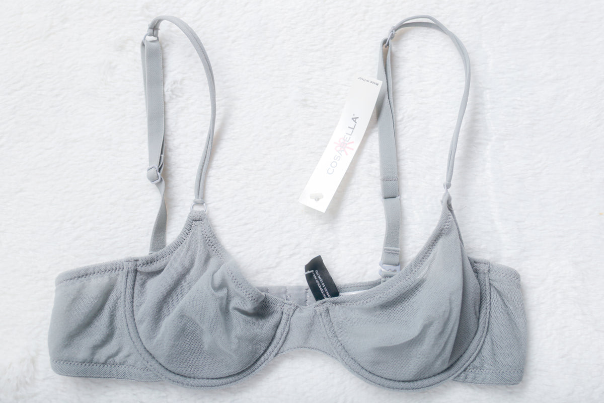 Cosabella Soire Molded Unlined Mesh Microfiber Bra Gray 32B NEW