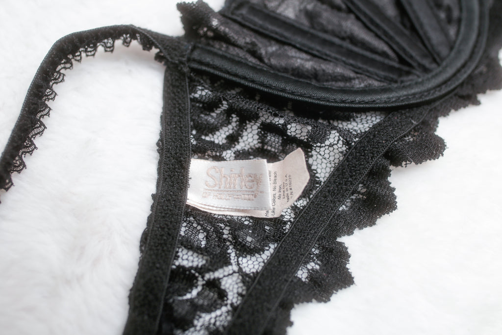Shirley of Hollywood 36 Vintage Black Boned Unlined Balconette Bra