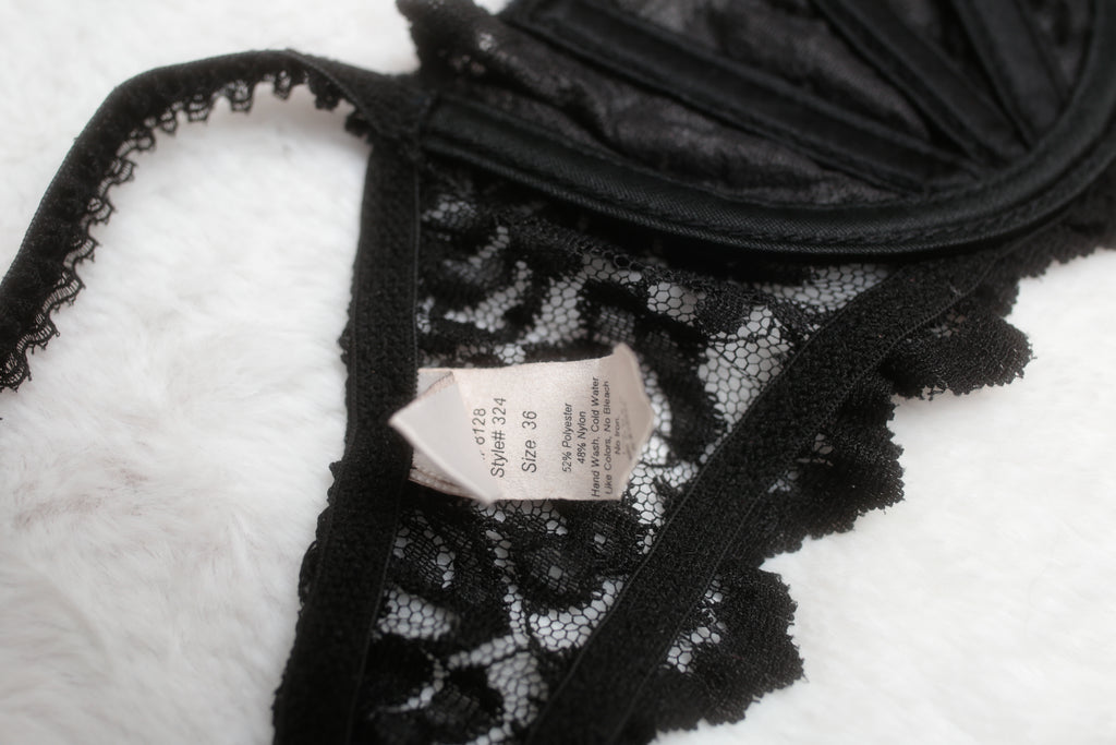 Shirley of Hollywood 36 Vintage Black Boned Unlined Balconette Bra