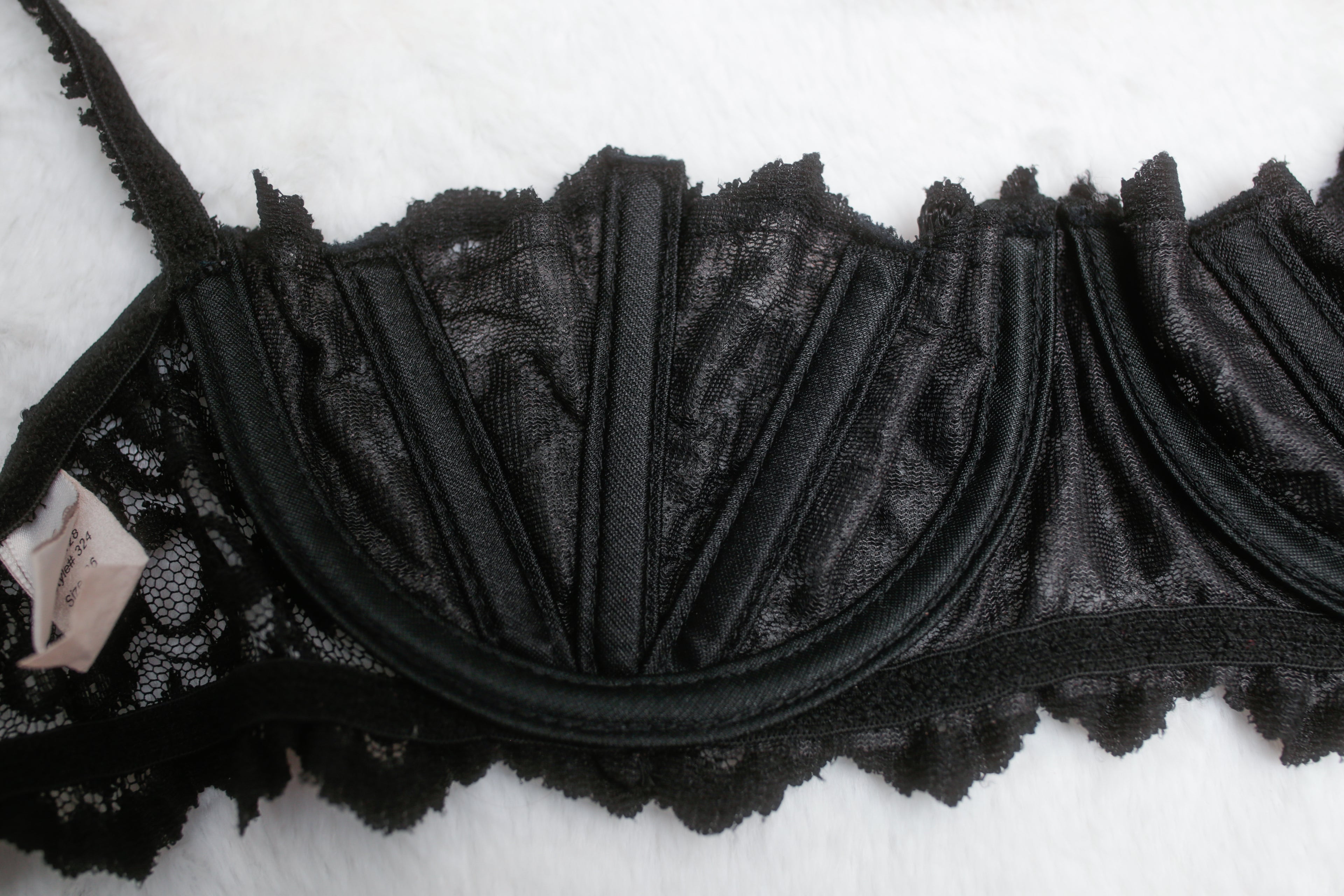 Shirley of Hollywood 36 Vintage Black Boned Unlined Balconette Bra