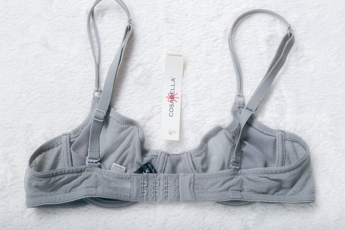 Cosabella Soire Molded Unlined Mesh Microfiber Bra Gray 32B NEW