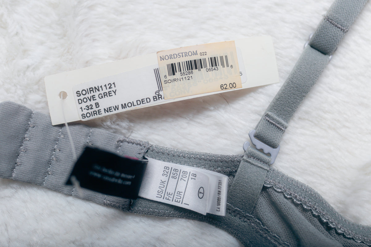 Cosabella Soire Molded Unlined Mesh Microfiber Bra Gray 32B NEW