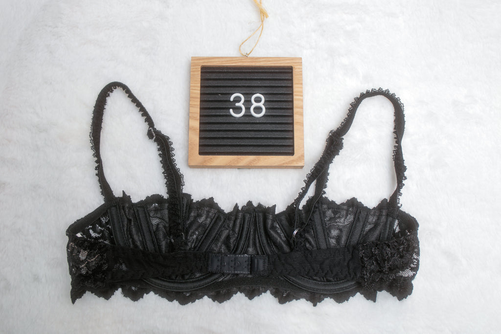 Shirley of Hollywood 36 Vintage Black Boned Unlined Balconette Bra