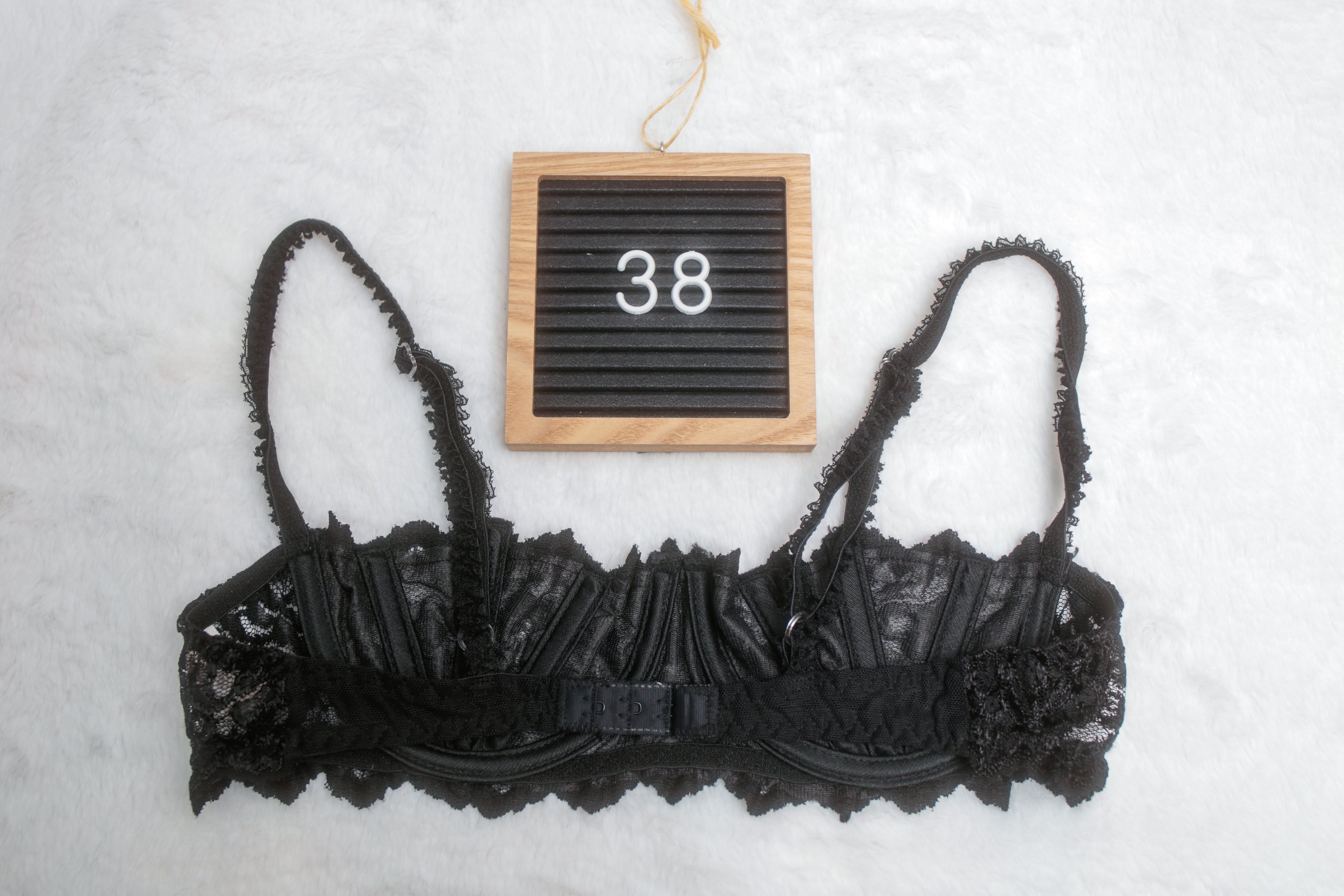 Shirley of Hollywood 36 Vintage Black Boned Unlined Balconette Bra