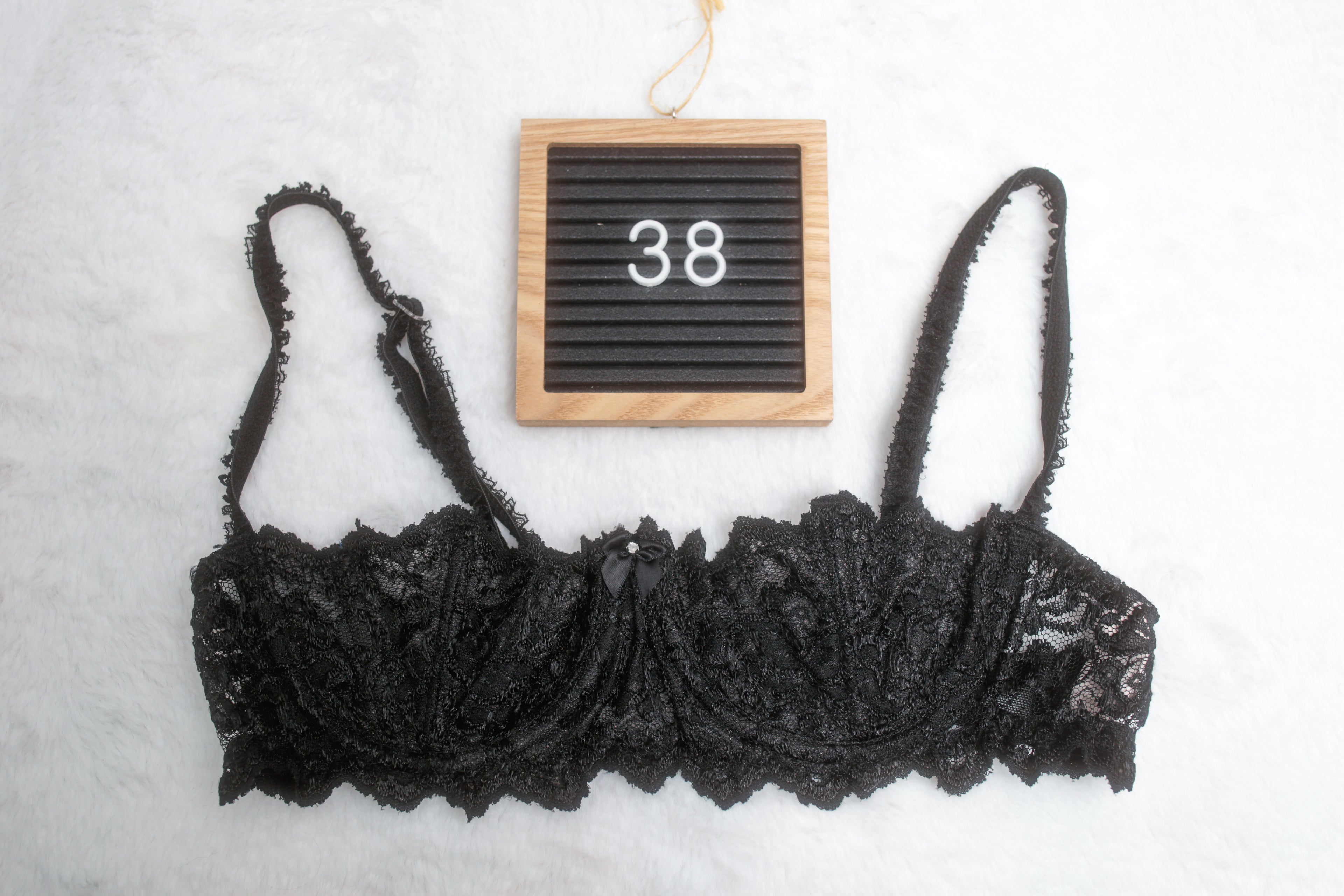 Shirley of Hollywood 36 Vintage Black Boned Unlined Balconette Bra