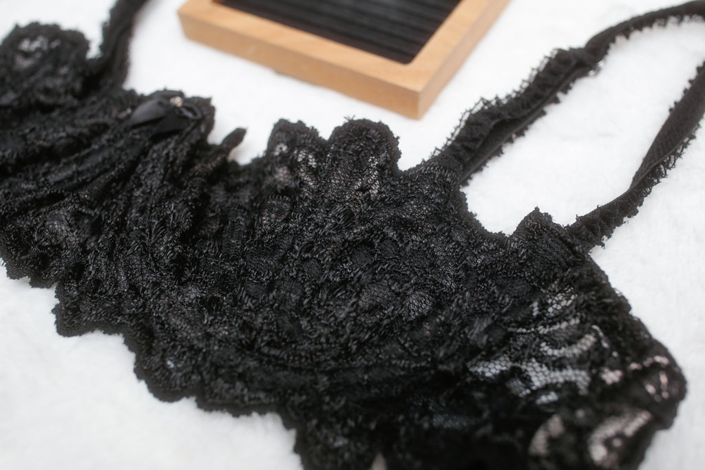 Shirley of Hollywood 36 Vintage Black Boned Unlined Balconette Bra