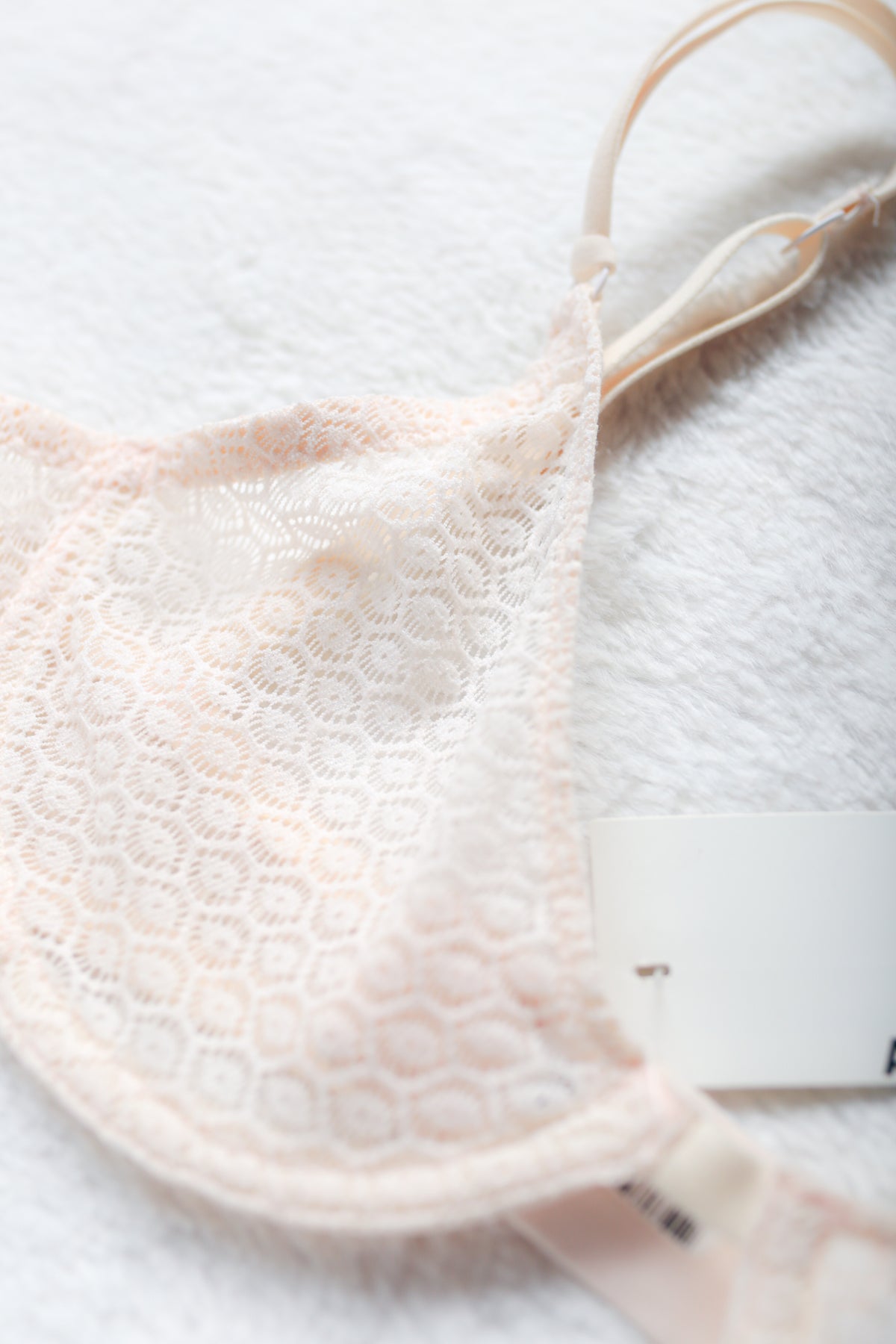 American Apparel Unlined Sheer Geo Lace Full Coverage Bra 2 32 Ivory NEW